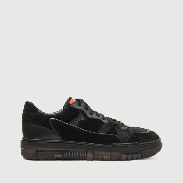 Siyah File Dokulu Erkek Deri Sneaker