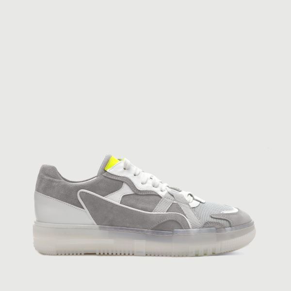 Beyaz File Dokulu Erkek Deri Sneaker